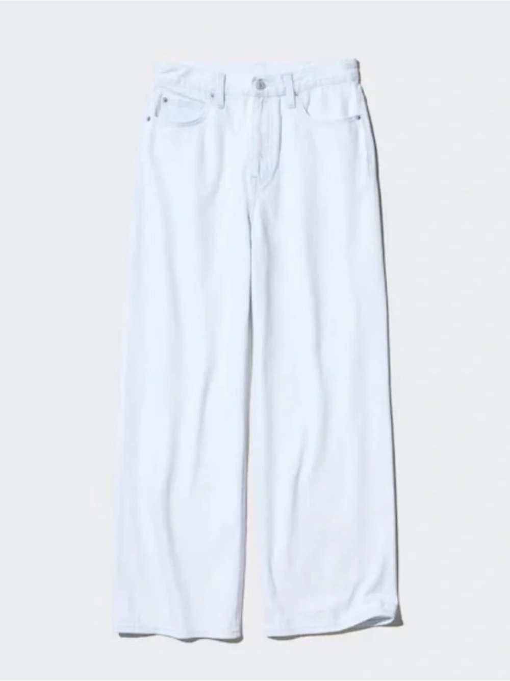 Uniqlo S Very Light Wash Wide Straight Leg Jean Cropped Minimalist Denim Casual